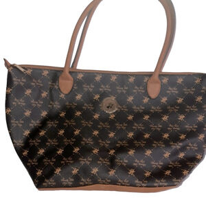 Brown and Black Monogram Tote Bag, NWT, 20X12X7.5, All Vegan Materials T5